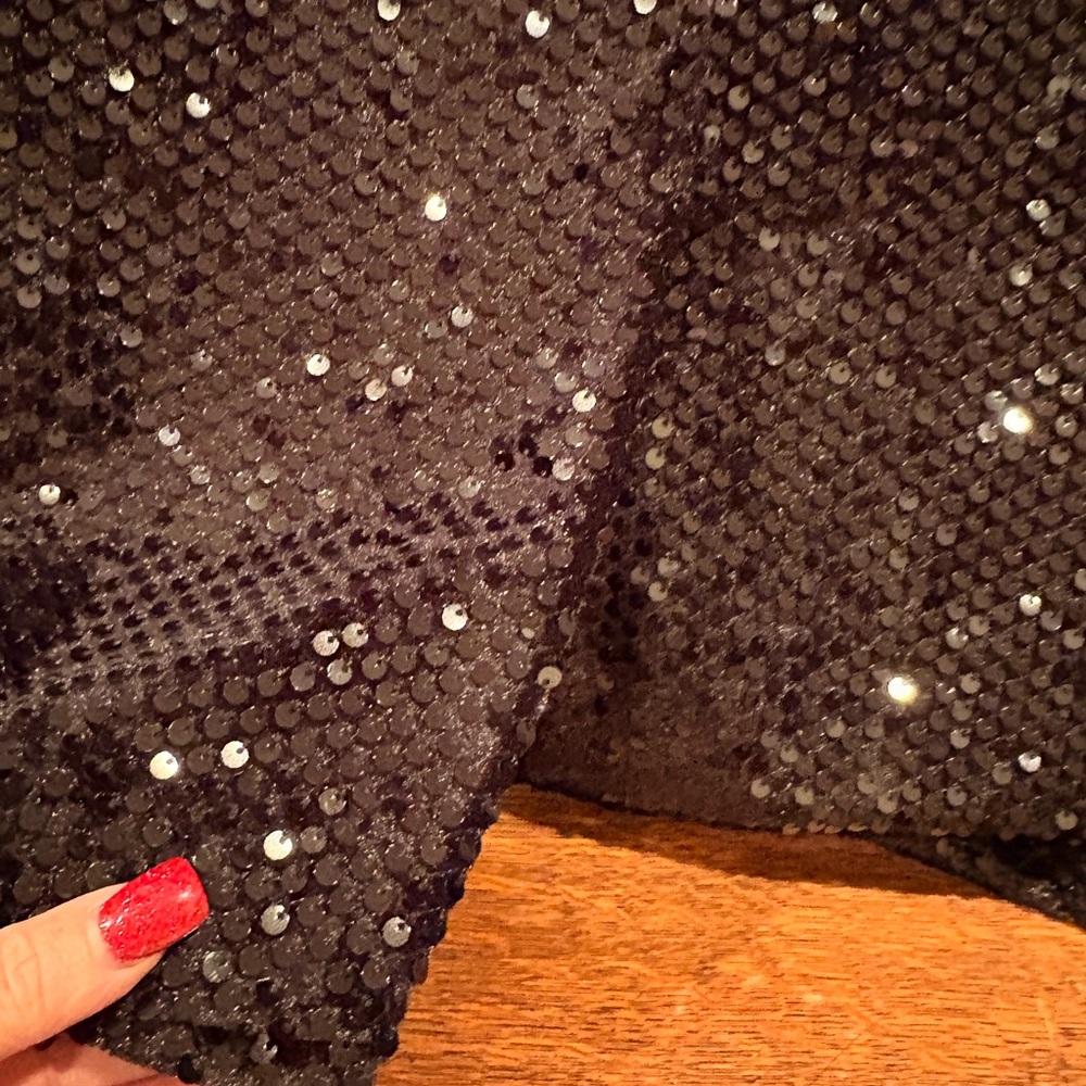 Nine West Black Sequin A-Line Skirt - Picture 4 of 8